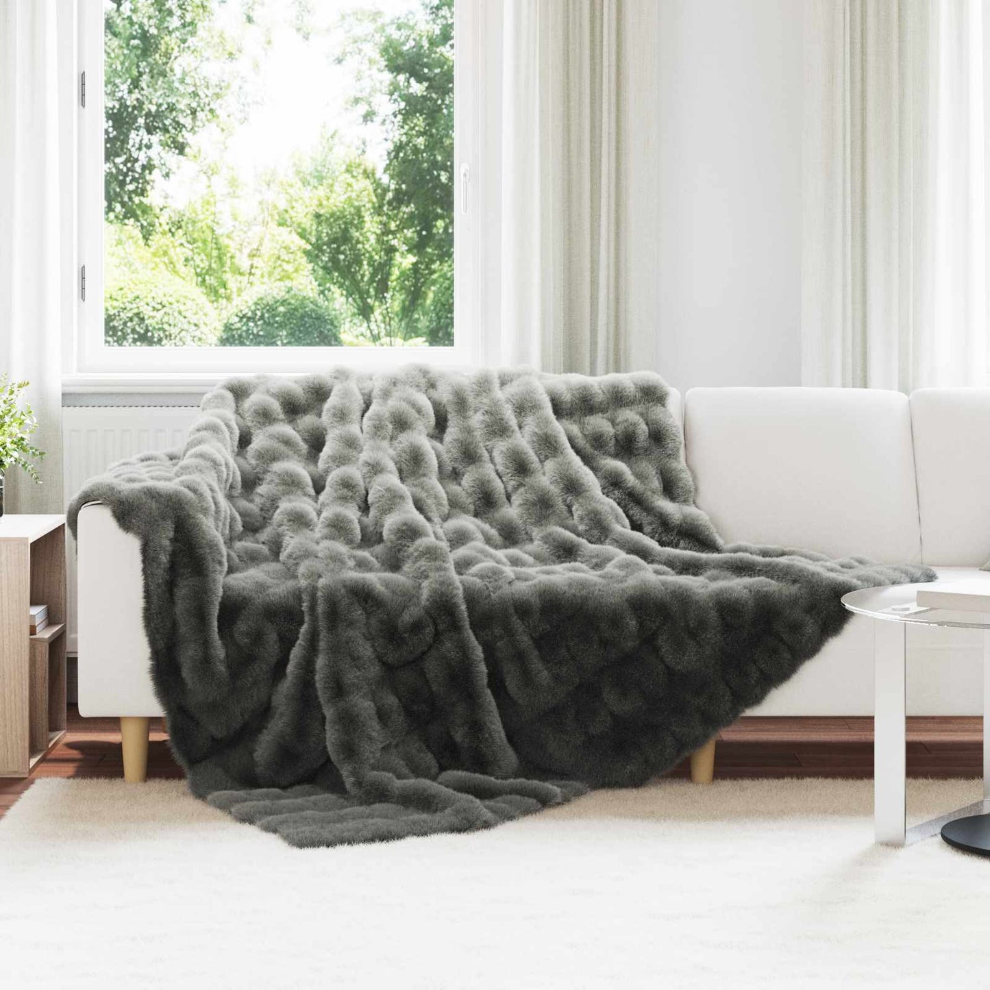 Antislip deken van imitatie konijnenbont Olite 4 pcs Polyester is nu te koop bij PeponiXL, paradijselijk wonen!