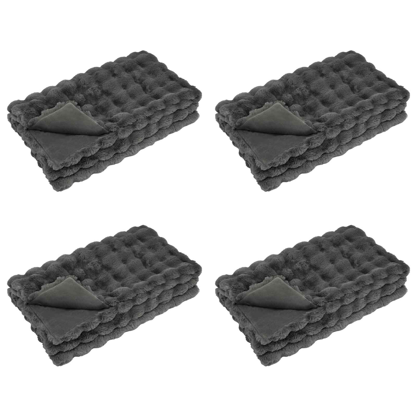 Antislip deken van imitatie konijnenbont Olite 4 pcs Polyester is nu te koop bij PeponiXL, paradijselijk wonen!