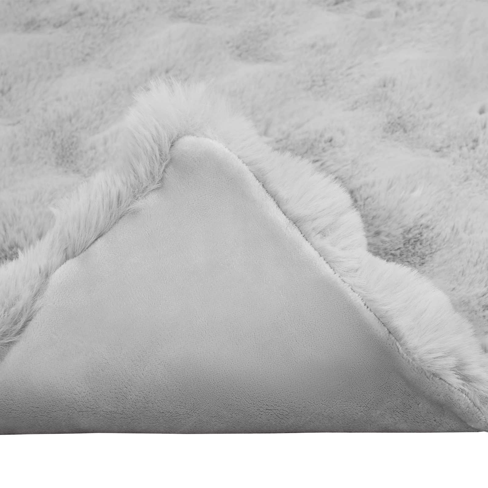 Antislip deken van imitatie konijnenbont Olite 4 pcs Grijs is nu te koop bij PeponiXL, paradijselijk wonen!
