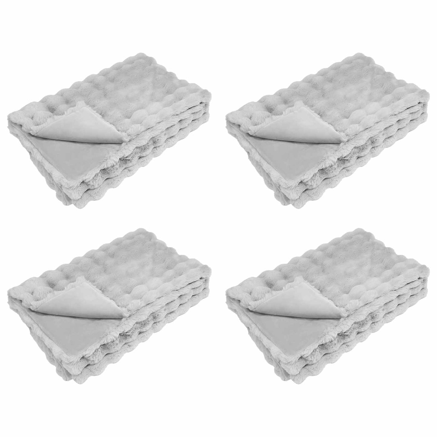 Antislip deken van imitatie konijnenbont Olite 4 pcs Grijs is nu te koop bij PeponiXL, paradijselijk wonen!