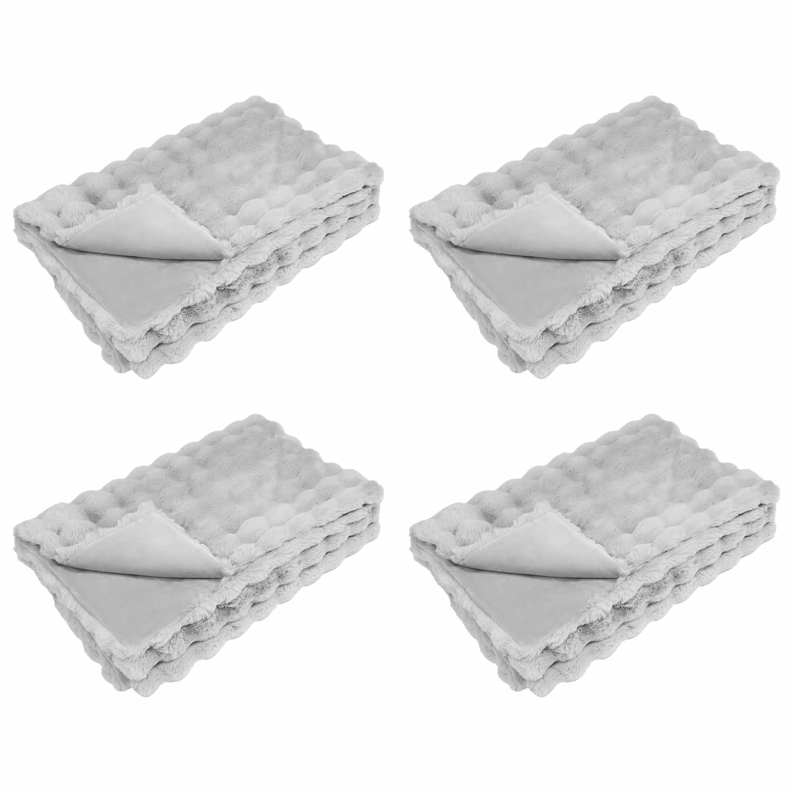 Antislip deken van imitatie konijnenbont Olite 4 pcs Grijs is nu te koop bij PeponiXL, paradijselijk wonen!
