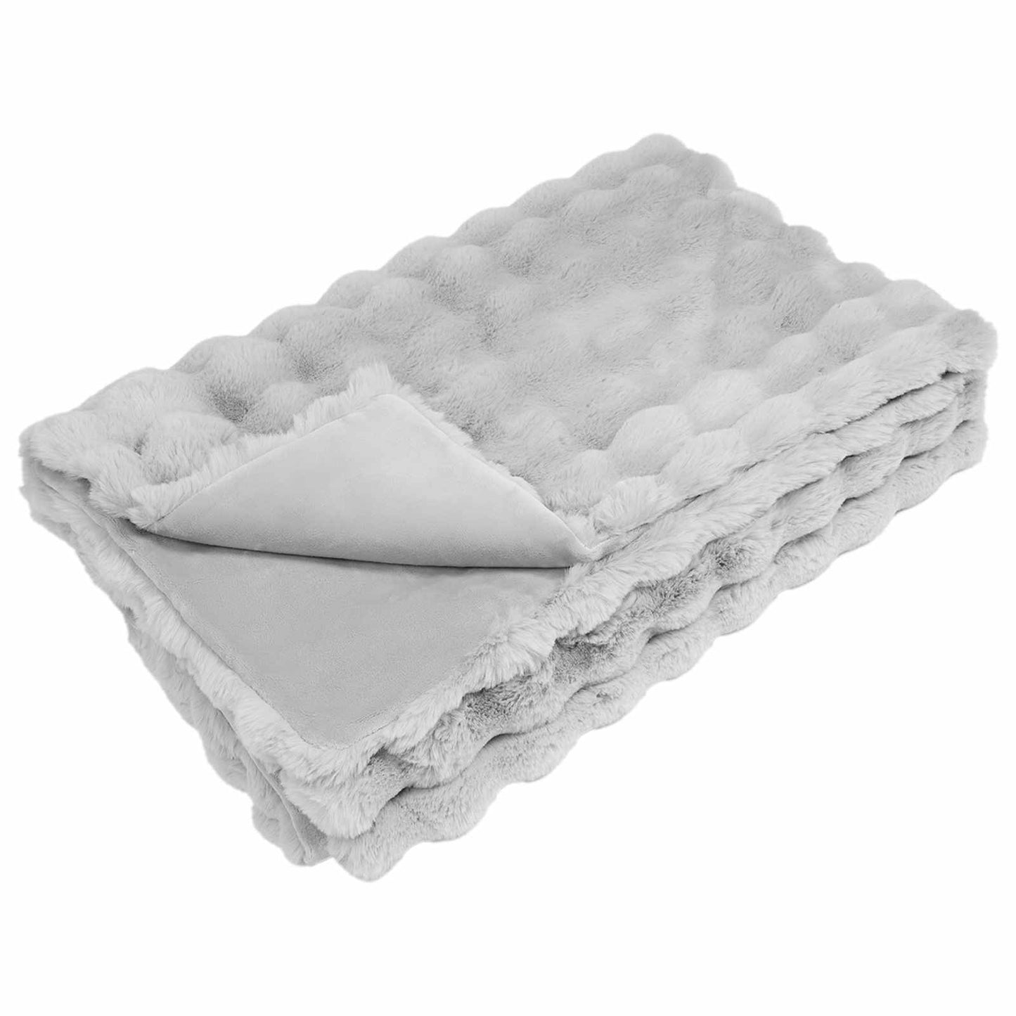 Antislip deken van imitatie konijnenbont Olite 4 pcs Grijs is nu te koop bij PeponiXL, paradijselijk wonen!