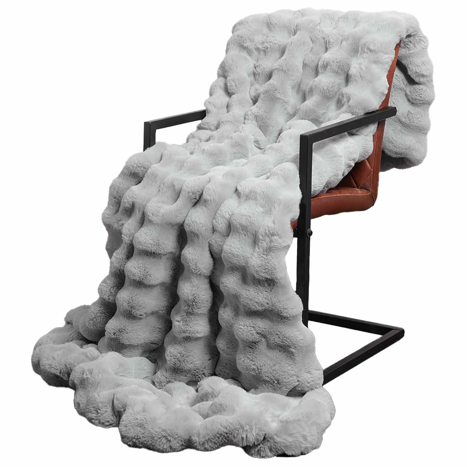 Antislip deken van imitatie konijnenbont Olite 4 pcs Grijs is nu te koop bij PeponiXL, paradijselijk wonen!