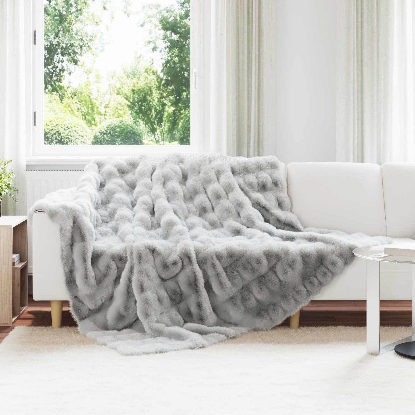 Antislip nep konijnenbont deken Olite 4 pcs Grijs 240 x 270 cm is nu te koop bij PeponiXL, paradijselijk wonen!