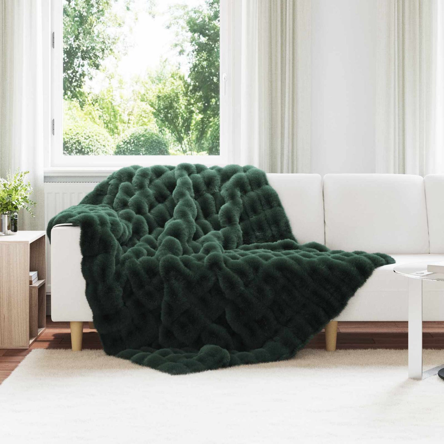 Antislip deken van imitatie konijnenbont Olite 4 pcs Polyester is nu te koop bij PeponiXL, paradijselijk wonen!
