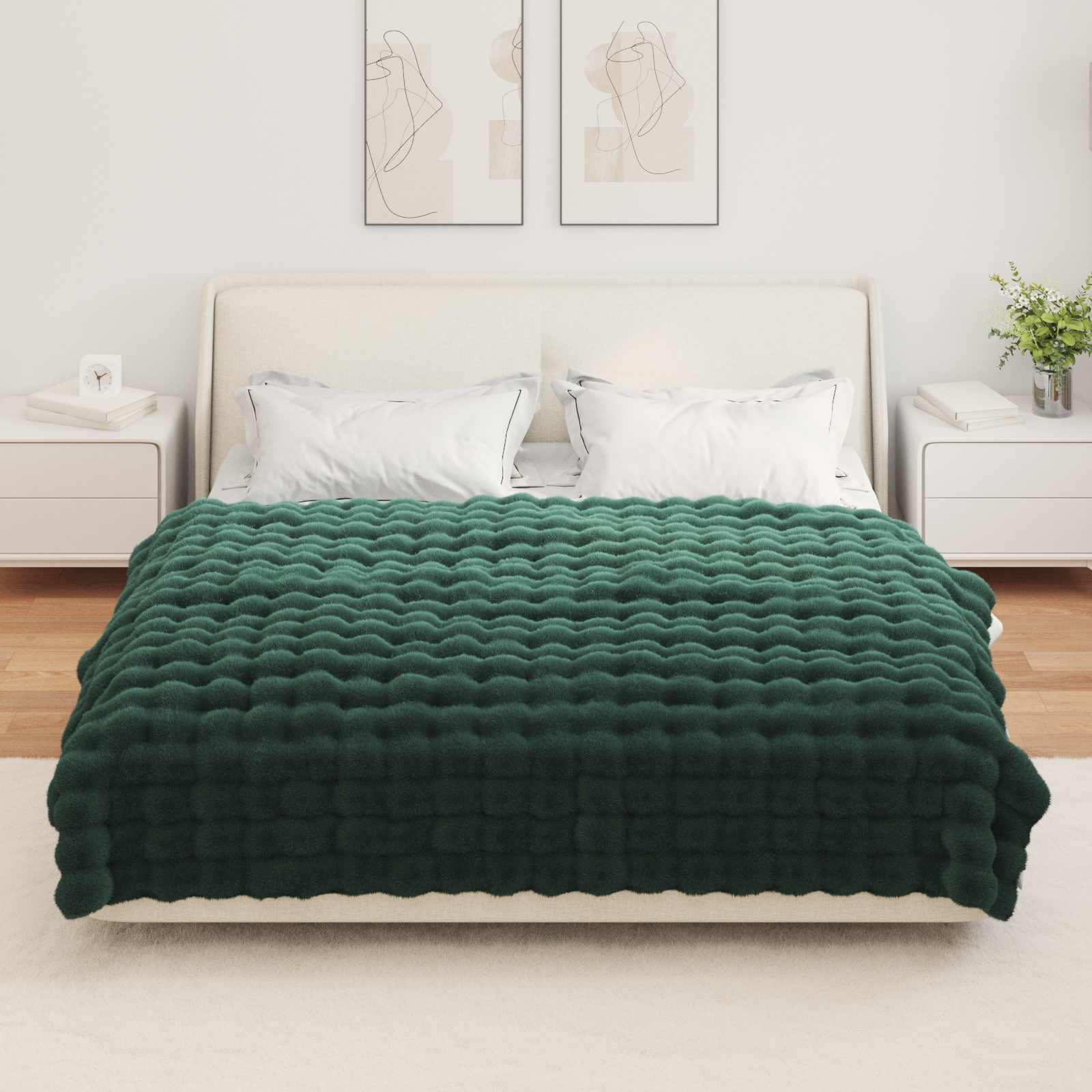 Antislip deken van imitatie konijnenbont Olite 4 pcs Polyester is nu te koop bij PeponiXL, paradijselijk wonen!