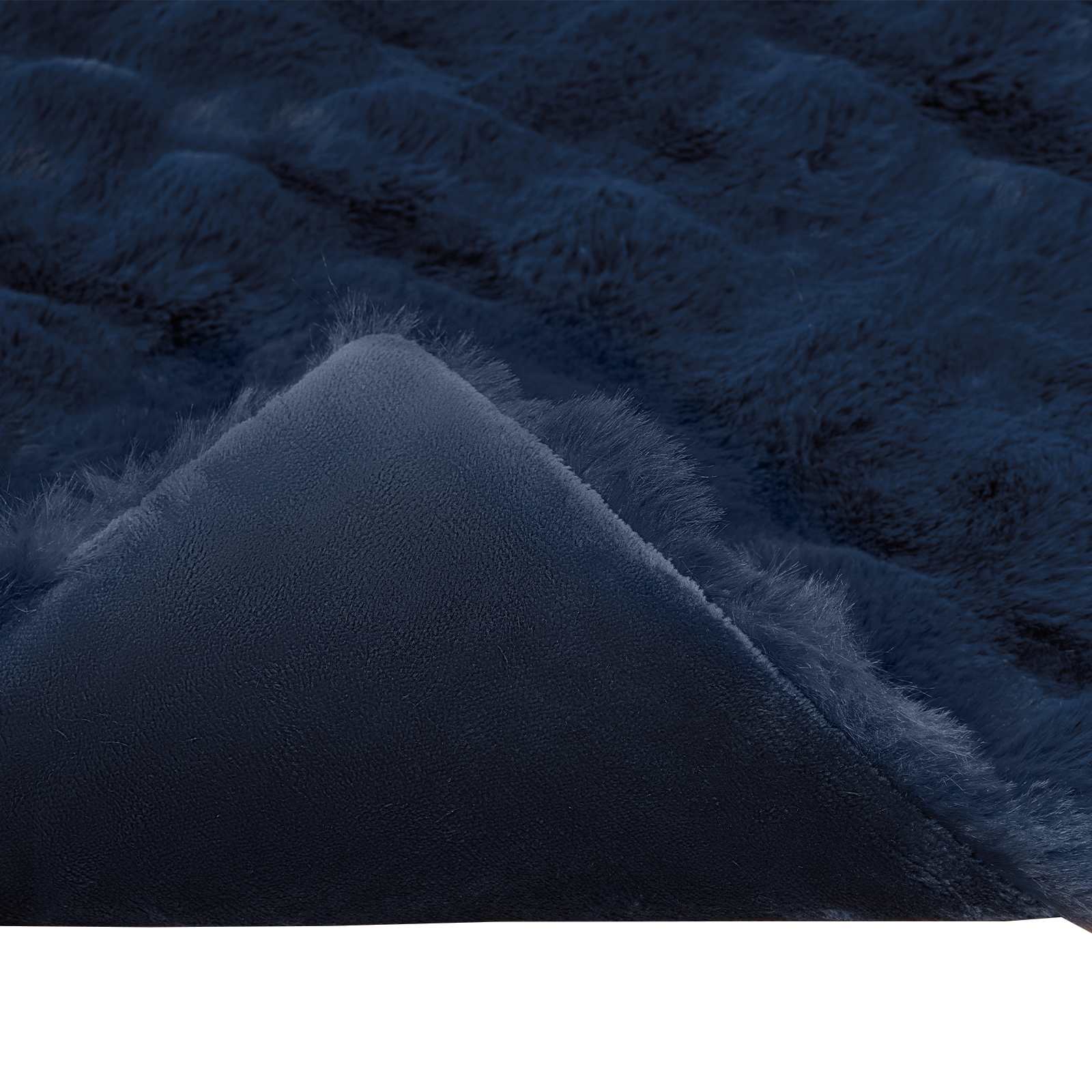 Antislip nep konijnenbont deken Olite 4 pcs Marineblauw is nu te koop bij PeponiXL, paradijselijk wonen!