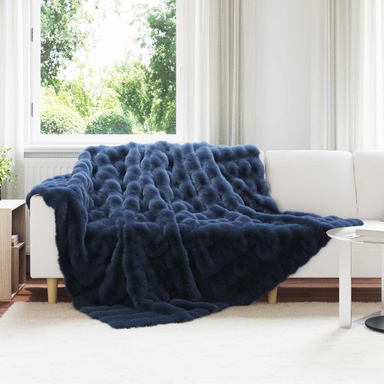 Antislip deken van imitatie konijnenbont Olite 4 pcs Polyester is nu te koop bij PeponiXL, paradijselijk wonen!
