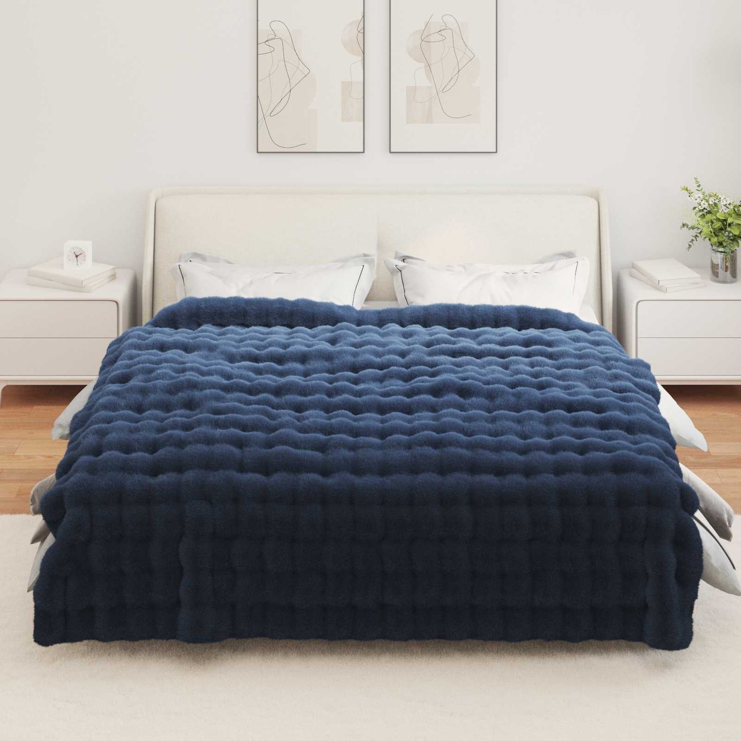 Antislip deken van imitatie konijnenbont Olite 4 pcs Polyester is nu te koop bij PeponiXL, paradijselijk wonen!