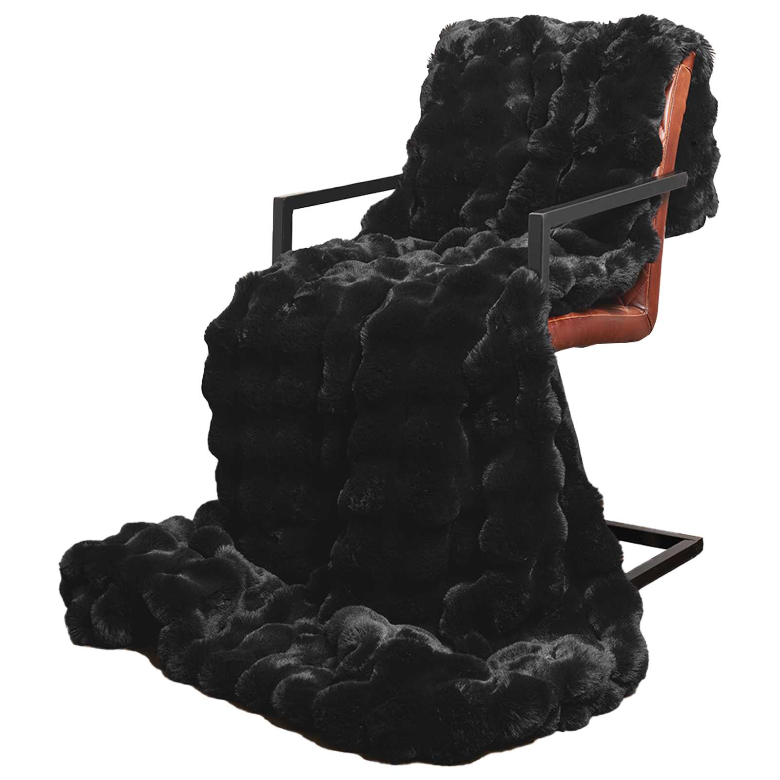 Antislip deken van imitatie konijnenbont Olite Zwart Polyester is nu te koop bij PeponiXL, paradijselijk wonen!