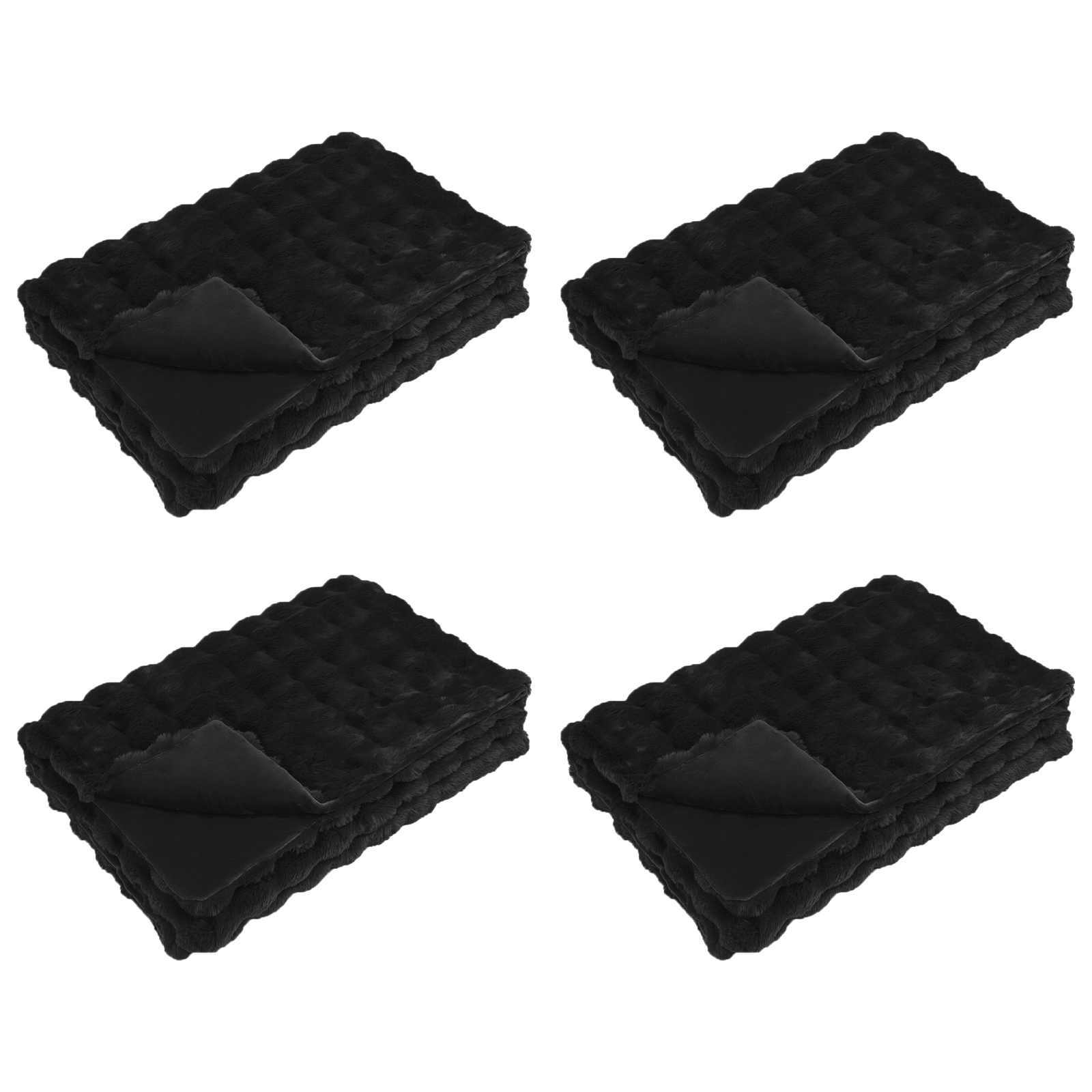 Antislip deken van imitatie konijnenbont Olite 4 pcs Zwart is nu te koop bij PeponiXL, paradijselijk wonen!