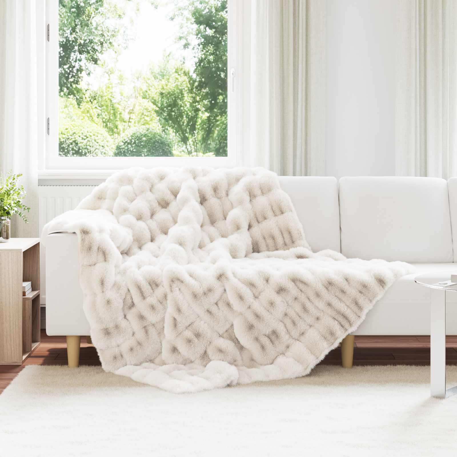 Antislip deken van imitatie konijnenbont Olite Wit 150 x 220 cm is nu te koop bij PeponiXL, paradijselijk wonen!