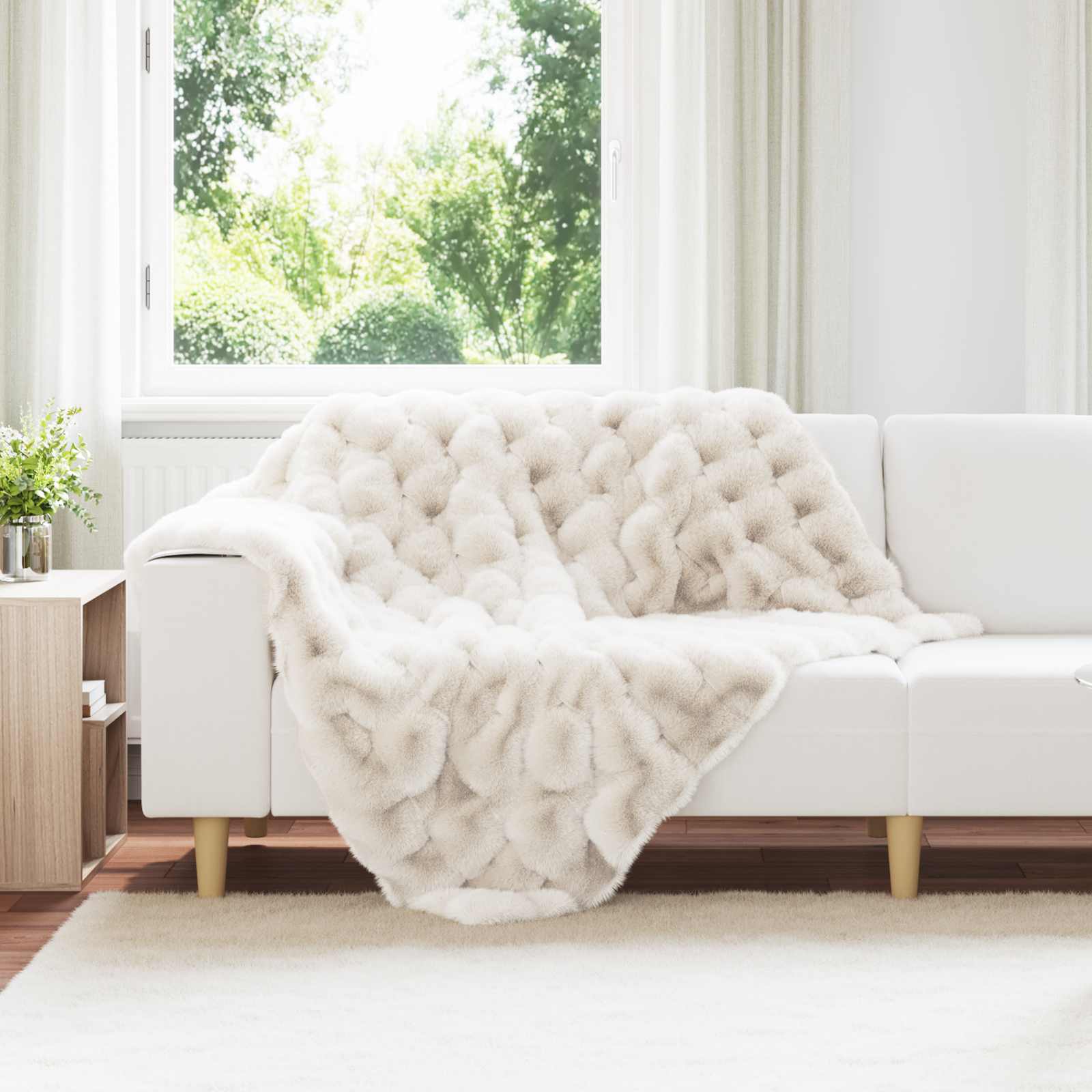 Antislip deken van imitatie konijnenbont Olite 4 pcs Wit is nu te koop bij PeponiXL, paradijselijk wonen!