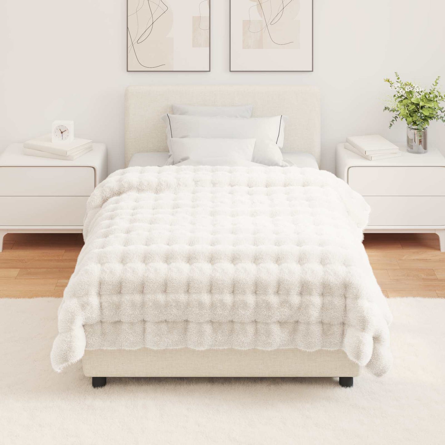 Antislip deken van imitatie konijnenbont Olite 4 pcs Wit is nu te koop bij PeponiXL, paradijselijk wonen!