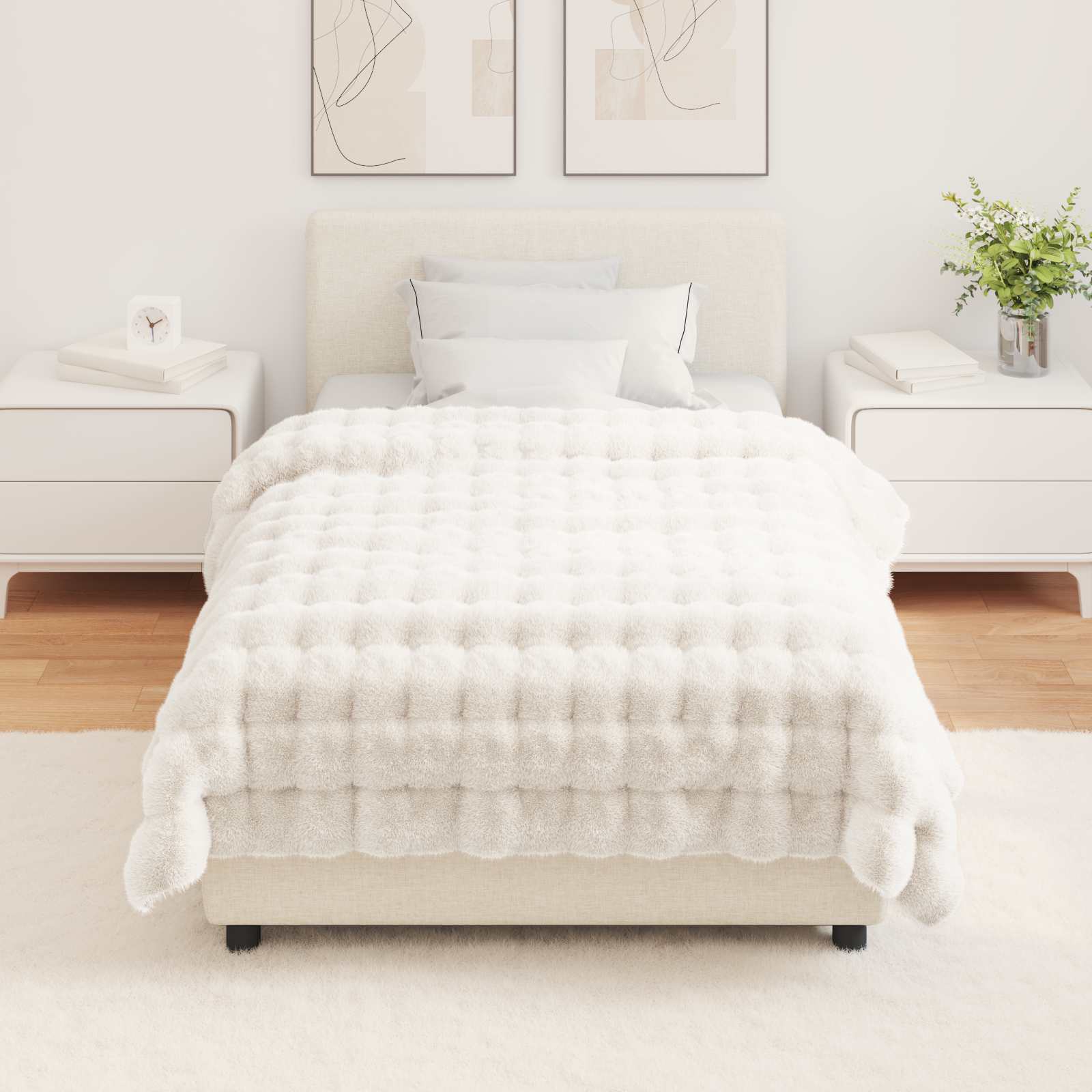Antislip deken van imitatie konijnenbont Olite 4 pcs Wit is nu te koop bij PeponiXL, paradijselijk wonen!