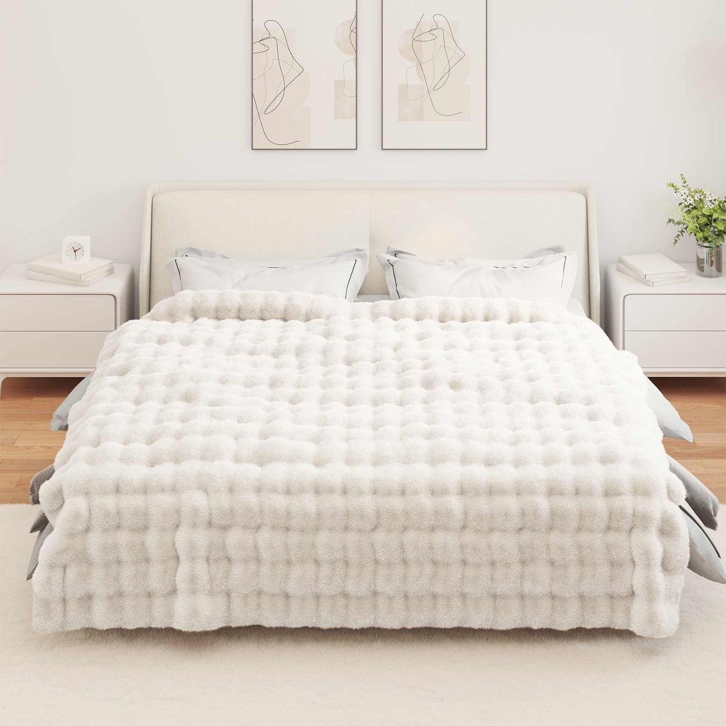 Antislip deken van imitatie konijnenbont Olite 4 pcs Wit is nu te koop bij PeponiXL, paradijselijk wonen!
