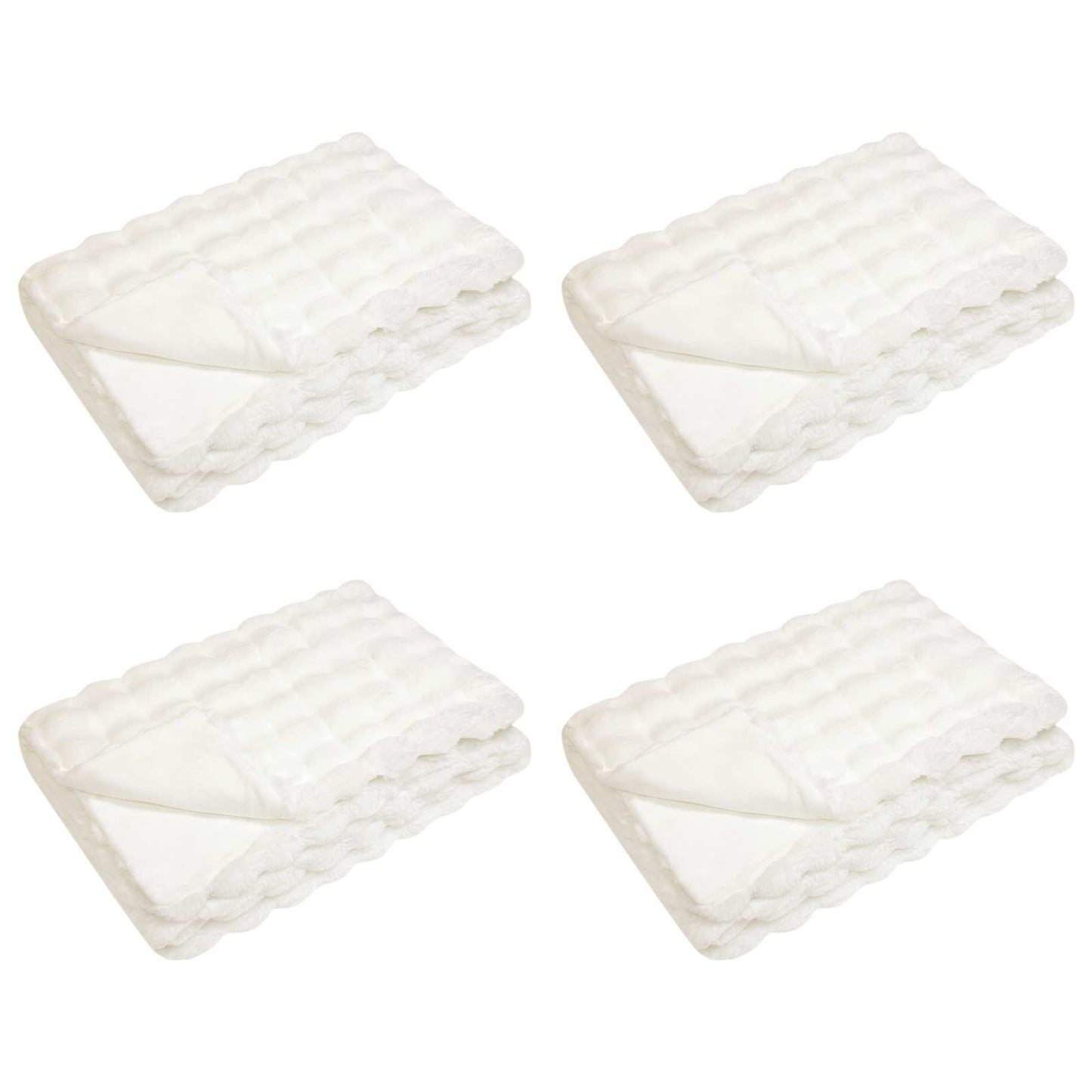 Antislip deken van imitatie konijnenbont Olite 4 pcs Wit is nu te koop bij PeponiXL, paradijselijk wonen!