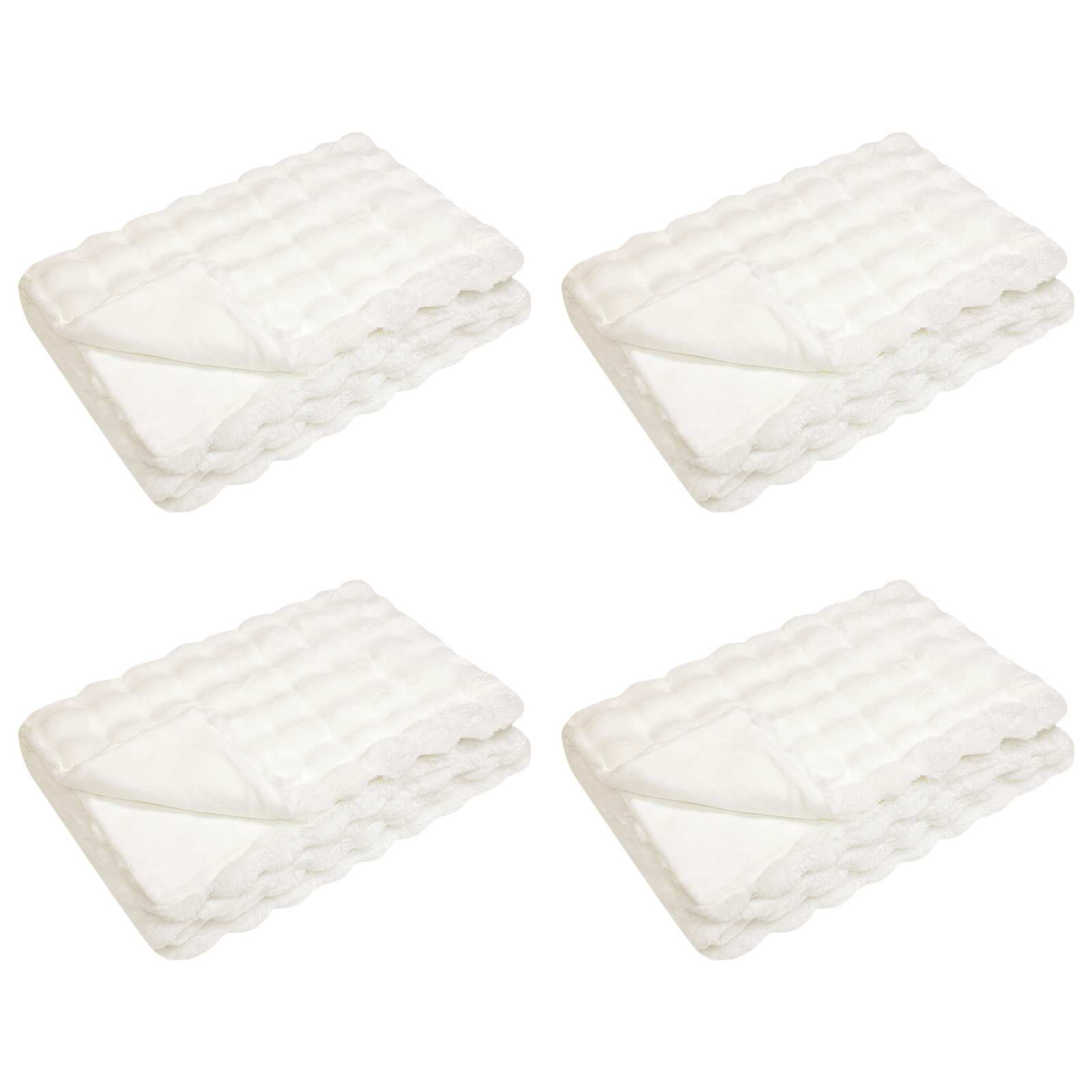 Antislip deken van imitatie konijnenbont Olite 4 pcs Wit is nu te koop bij PeponiXL, paradijselijk wonen!