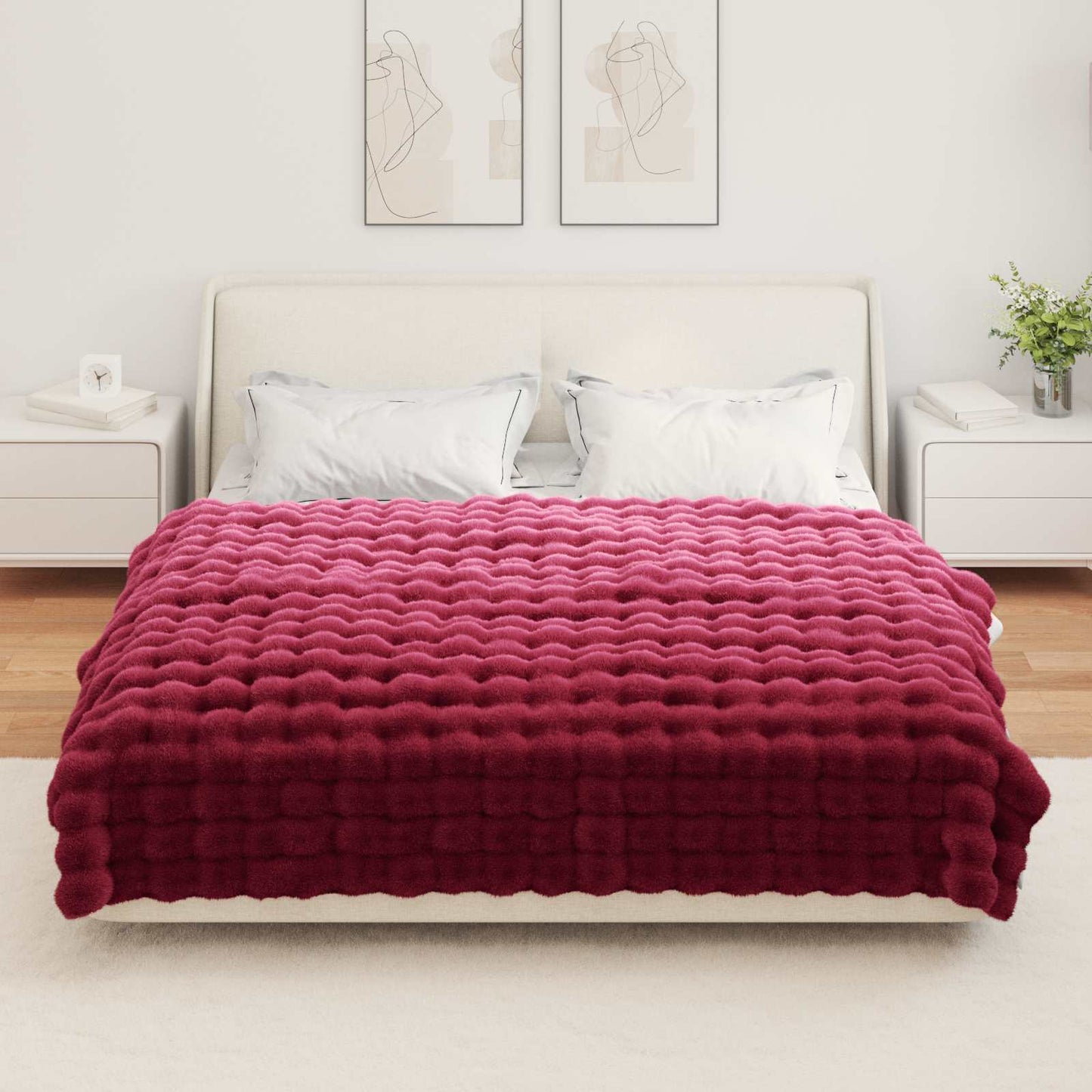 Antislip deken van imitatie konijnenbont Olite Bordeaux Rood is nu te koop bij PeponiXL, paradijselijk wonen!