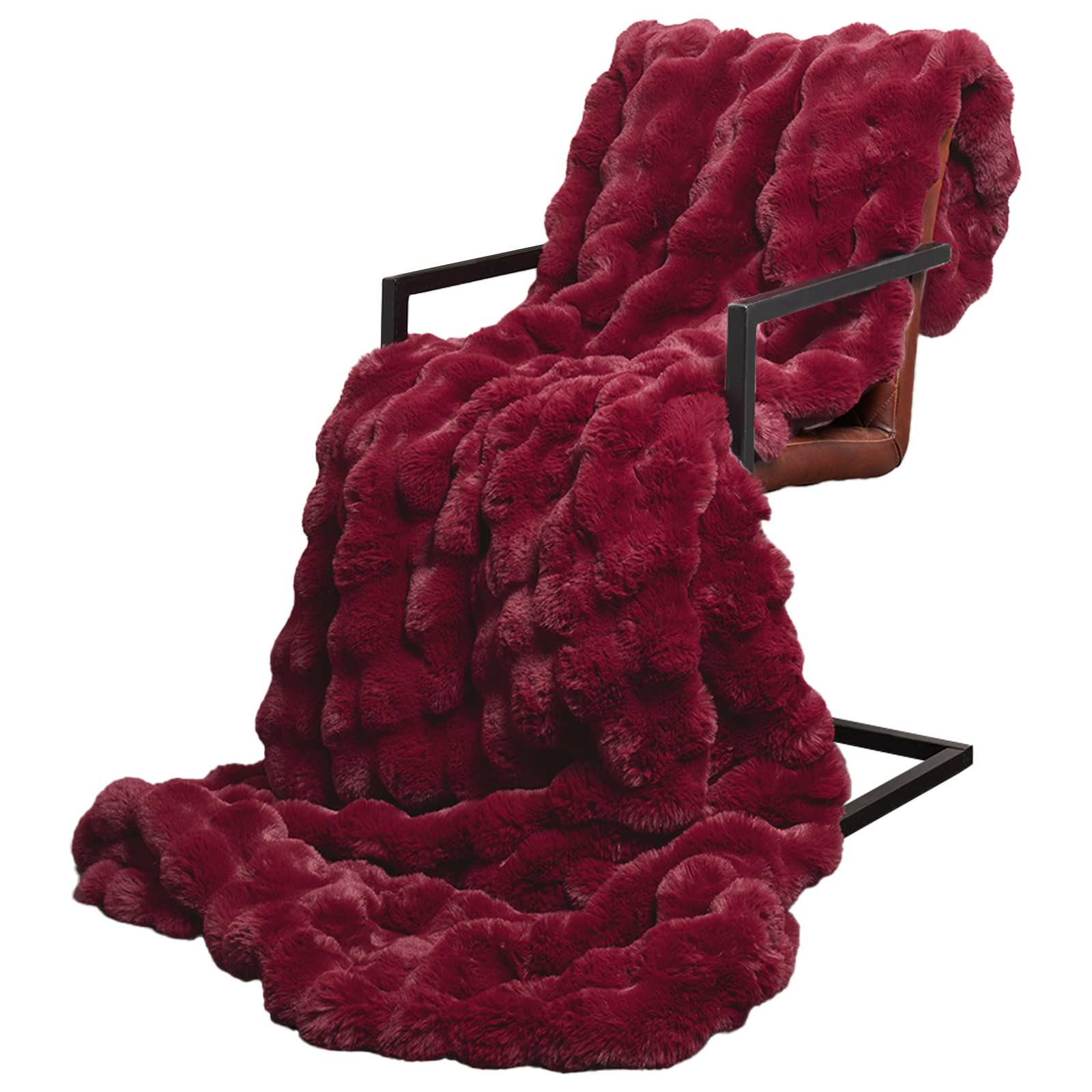 Antislip deken van imitatie konijnenbont Olite Bordeaux Rood is nu te koop bij PeponiXL, paradijselijk wonen!