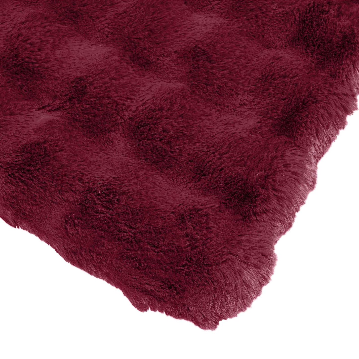 Antislip nep konijnenbont deken Olite 4 pcs Bordeaux Rood is nu te koop bij PeponiXL, paradijselijk wonen!
