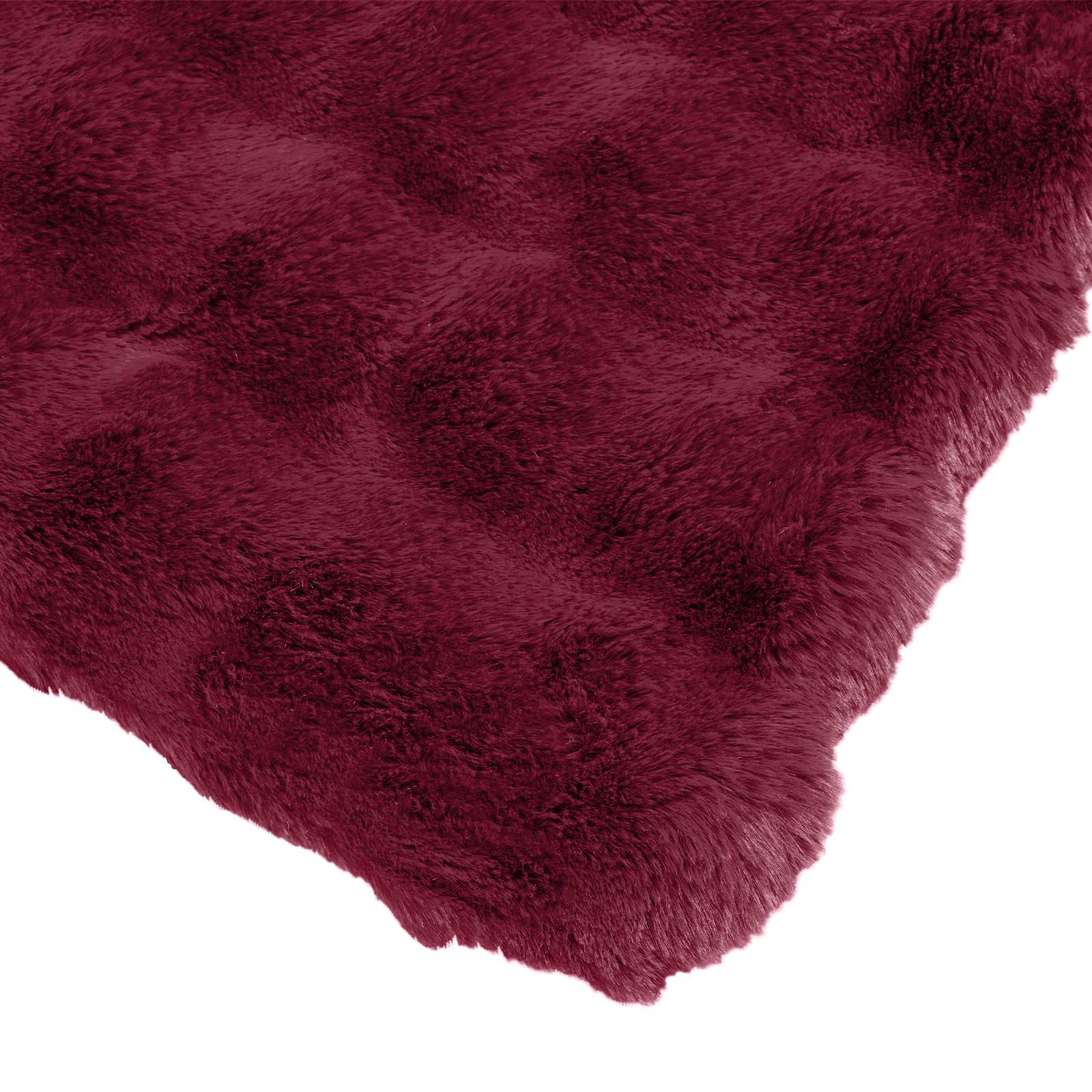 Antislip nep konijnenbont deken Olite 4 pcs Bordeaux Rood is nu te koop bij PeponiXL, paradijselijk wonen!