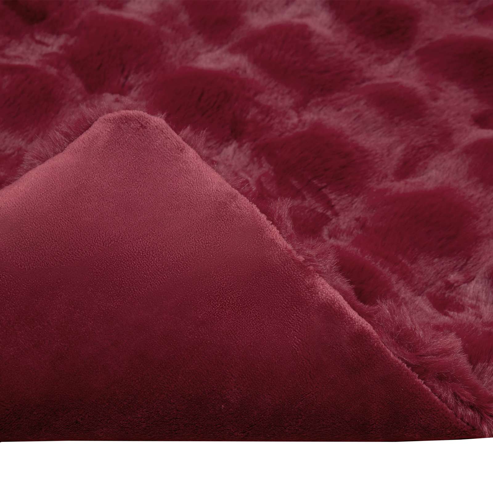 Antislip nep konijnenbont deken Olite 4 pcs Bordeaux Rood is nu te koop bij PeponiXL, paradijselijk wonen!