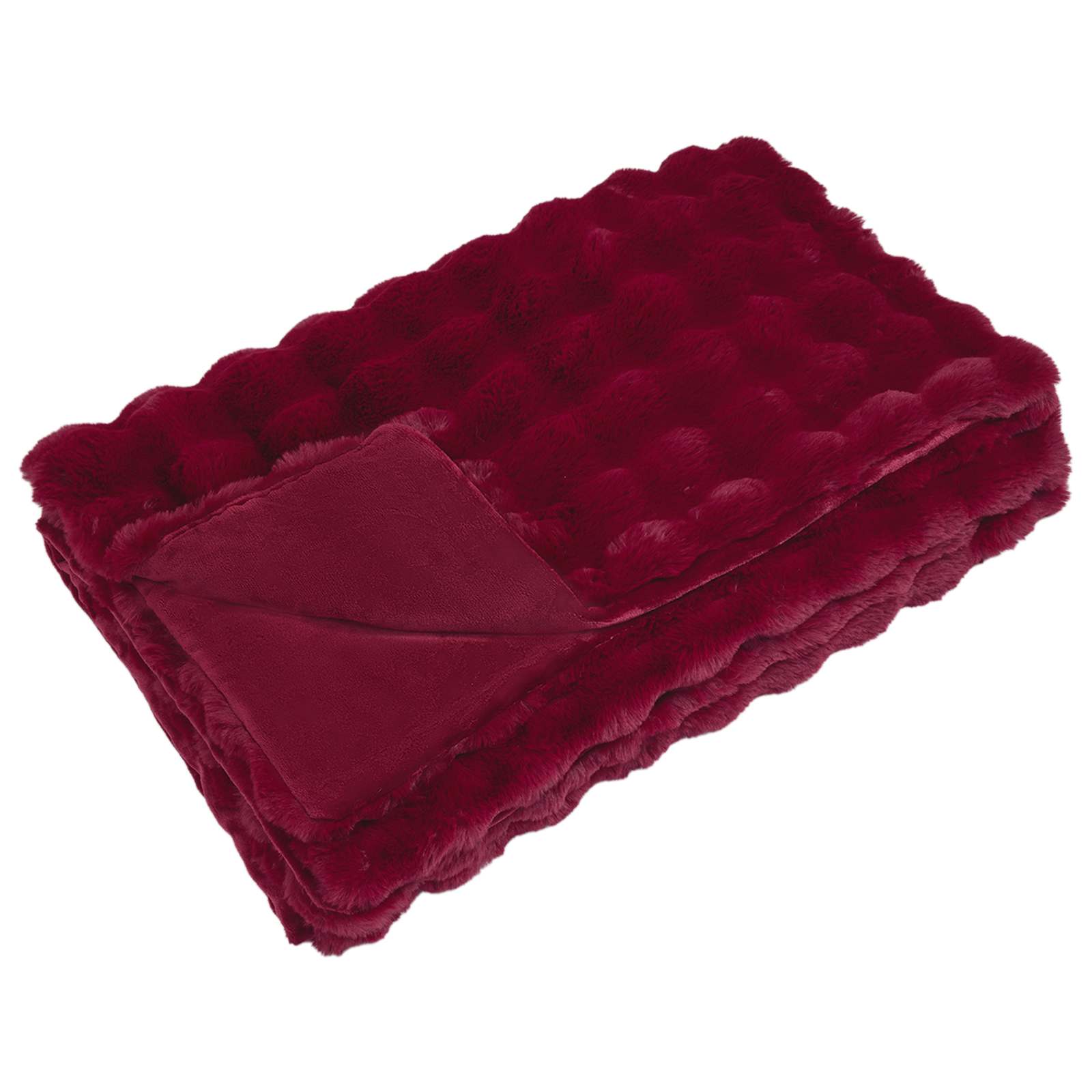 Antislip nep konijnenbont deken Olite 4 pcs Bordeaux Rood is nu te koop bij PeponiXL, paradijselijk wonen!