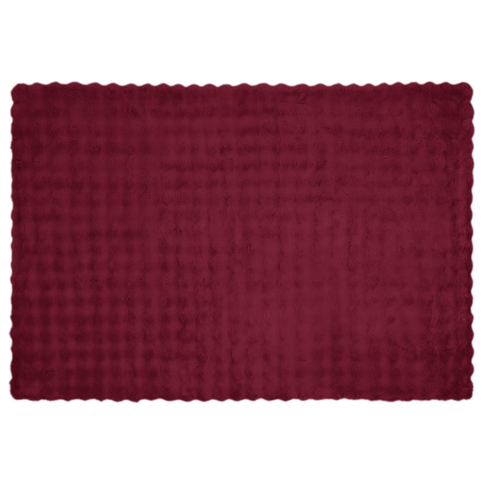Antislip nep konijnenbont deken Olite 4 pcs Bordeaux Rood is nu te koop bij PeponiXL, paradijselijk wonen!