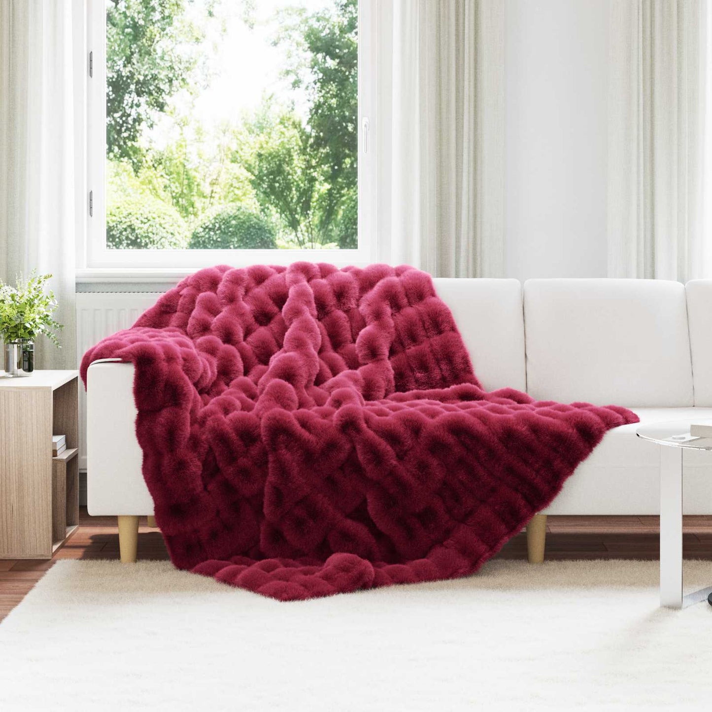 Antislip deken van imitatie konijnenbont Olite 4 pcs Polyester is nu te koop bij PeponiXL, paradijselijk wonen!