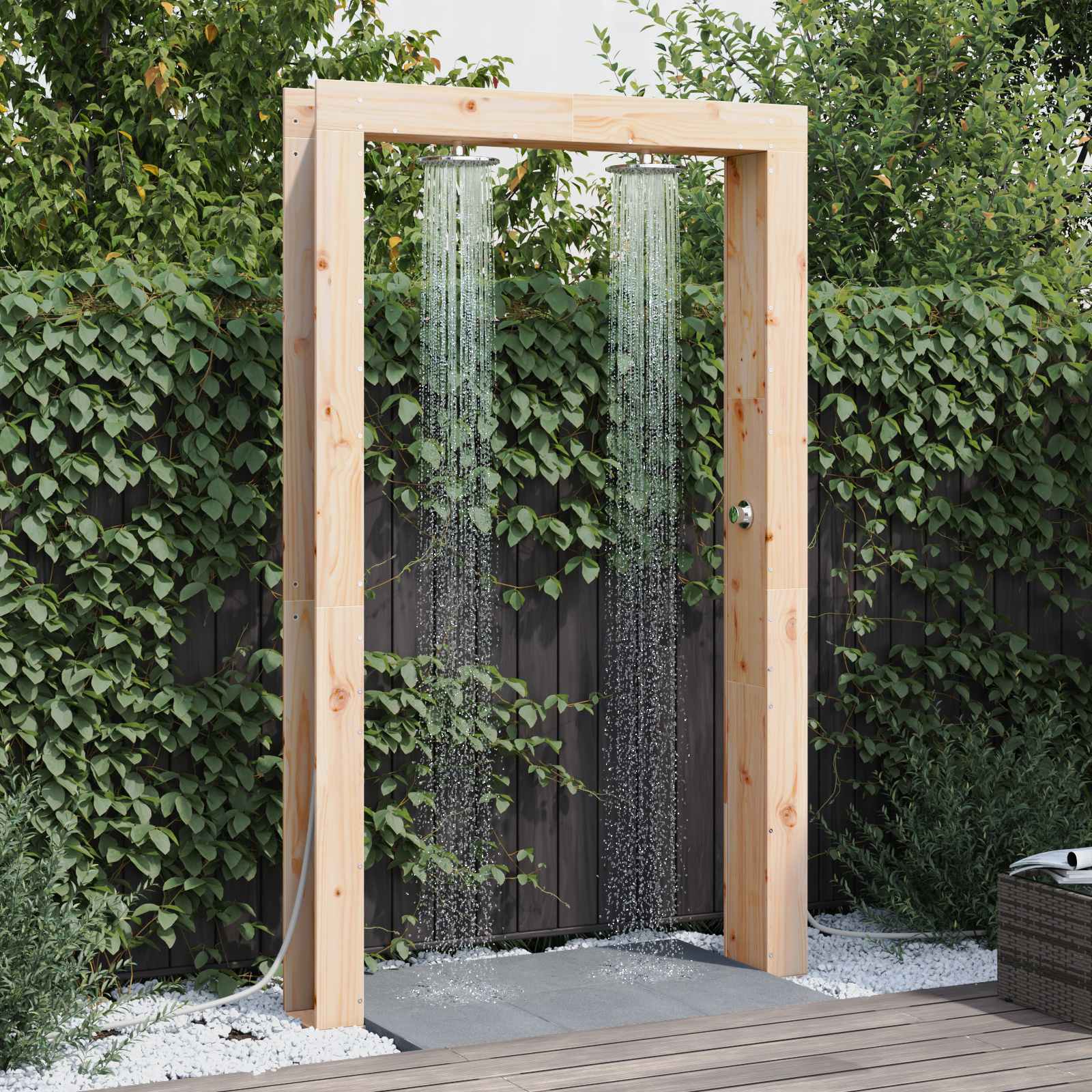 Buitendouche Naturel 137 x 23 x 226 cm Massief grenenhout is nu te koop bij PeponiXL, paradijselijk wonen!