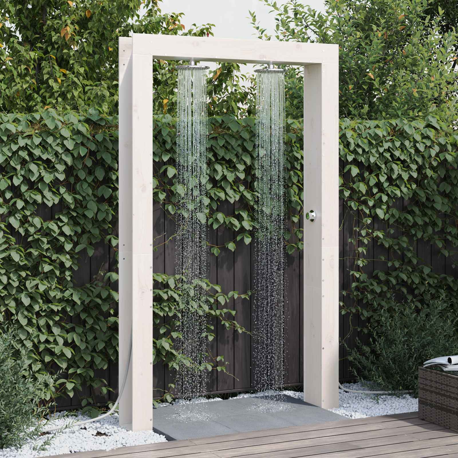 Buitendouche Wit 137 x 23 x 226 cm Massief grenenhout is nu te koop bij PeponiXL, paradijselijk wonen!
