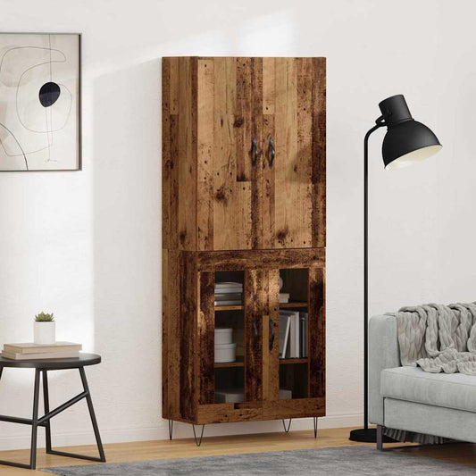Hoge kast 2 pcs Oudhout Geëngineerd hout en glas is nu te koop bij PeponiXL, paradijselijk wonen!