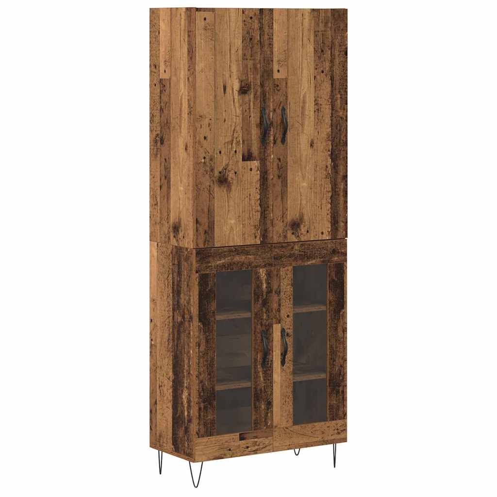 Hoge kast 2 pcs Oudhout Geëngineerd hout en glas is nu te koop bij PeponiXL, paradijselijk wonen!