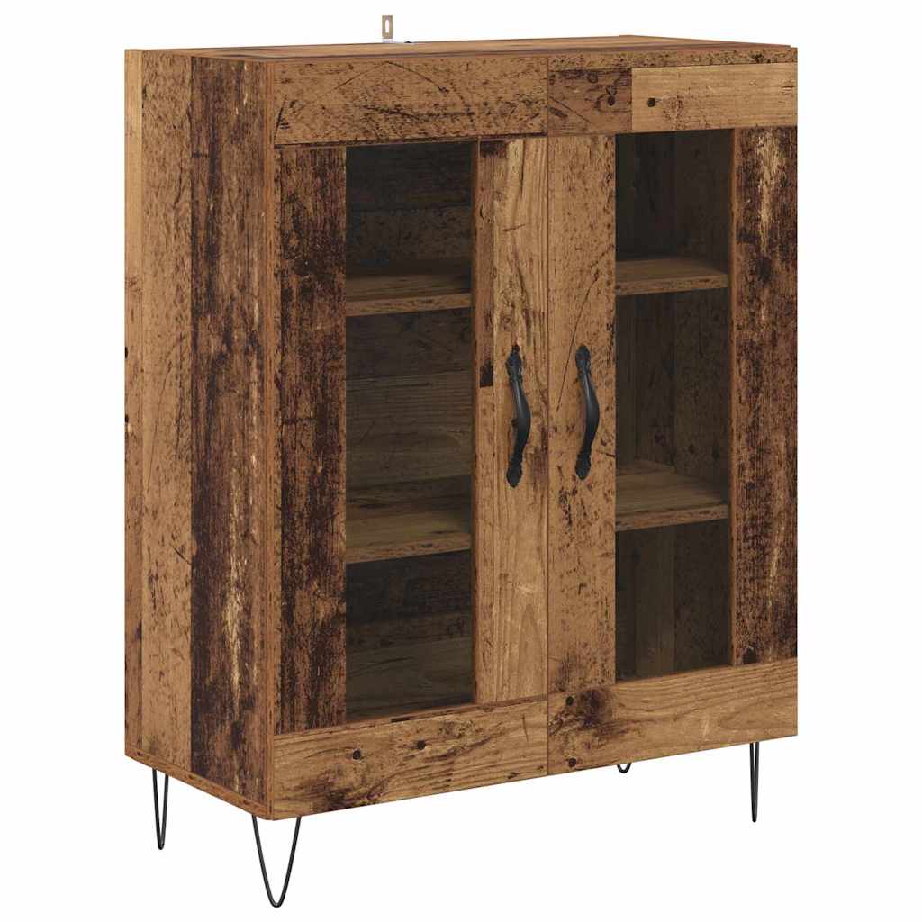 Hoge kast 2 pcs Oudhout Geëngineerd hout en glas is nu te koop bij PeponiXL, paradijselijk wonen!