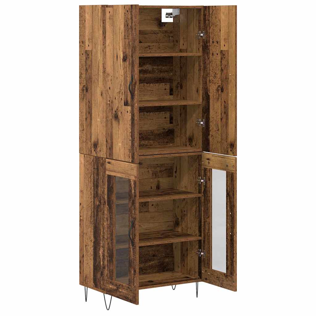 Hoge kast 2 pcs Oudhout Geëngineerd hout en glas is nu te koop bij PeponiXL, paradijselijk wonen!