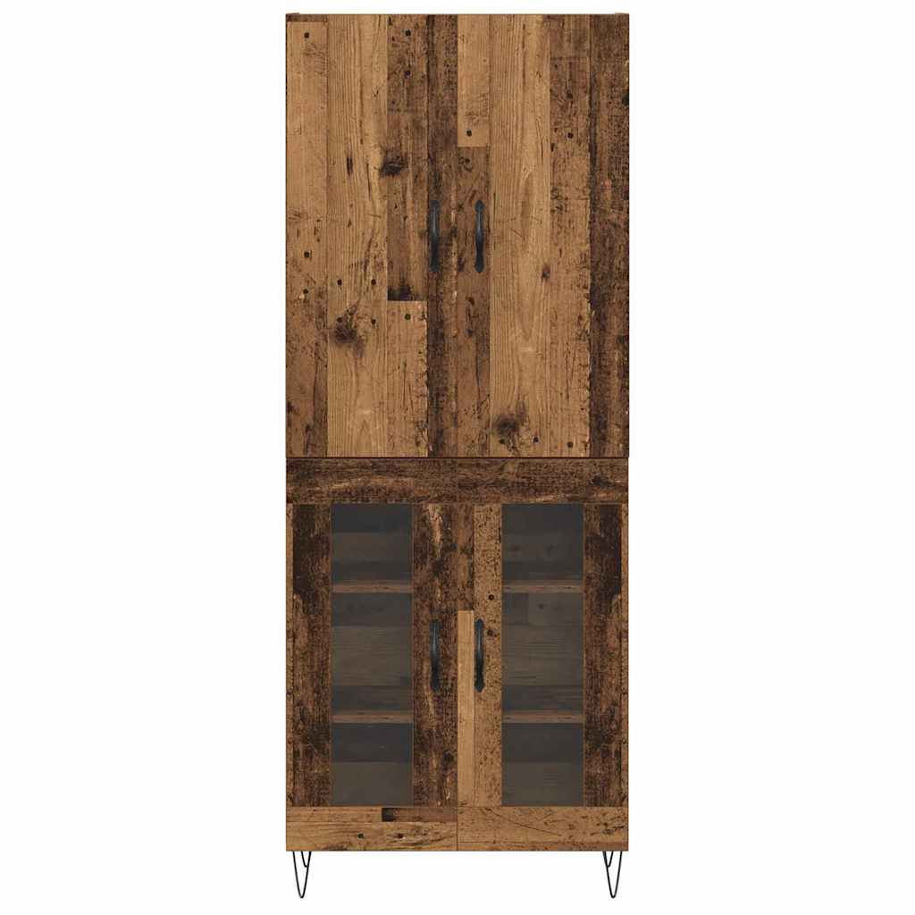 Hoge kast 2 pcs Oudhout Geëngineerd hout en glas is nu te koop bij PeponiXL, paradijselijk wonen!
