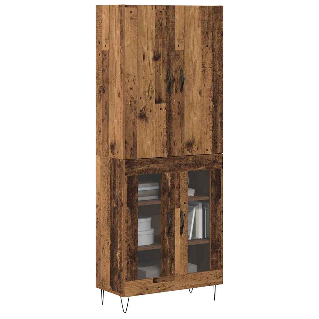 Hoge kast 2 pcs Oudhout Geëngineerd hout en glas is nu te koop bij PeponiXL, paradijselijk wonen!