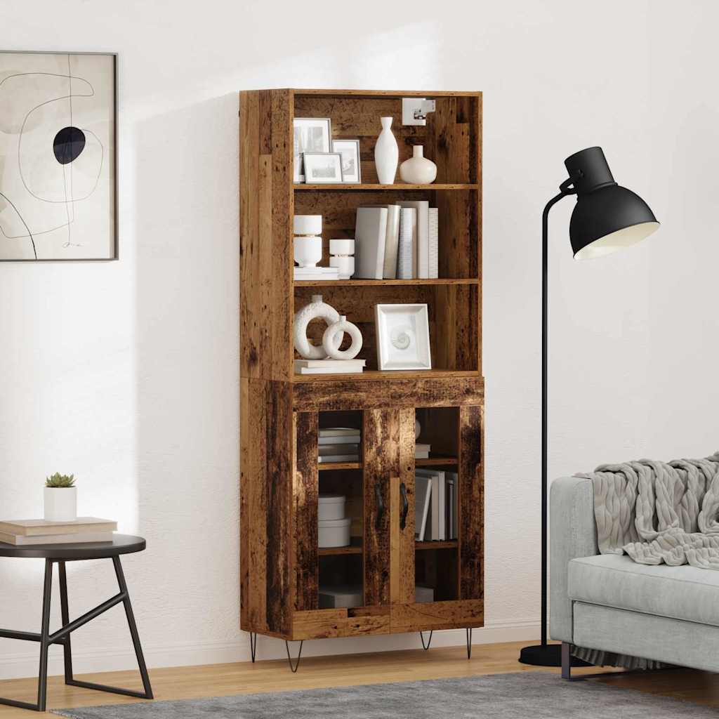 Hoge kast 2 pcs Oudhout Bewerkt hout is nu te koop bij PeponiXL, paradijselijk wonen!