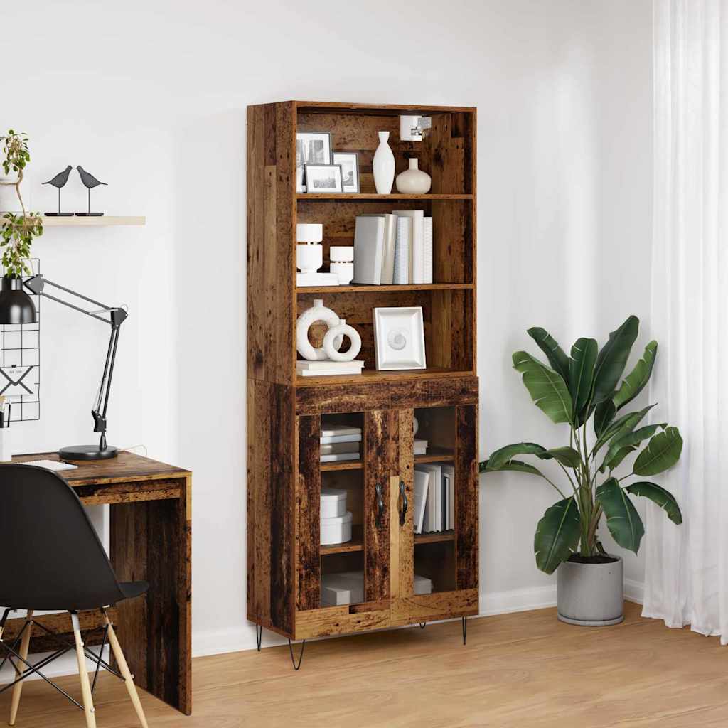 Hoge kast 2 pcs Oudhout Bewerkt hout is nu te koop bij PeponiXL, paradijselijk wonen!