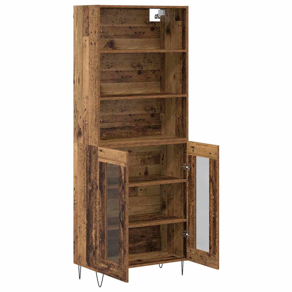 Hoge kast 2 pcs Oudhout Bewerkt hout is nu te koop bij PeponiXL, paradijselijk wonen!