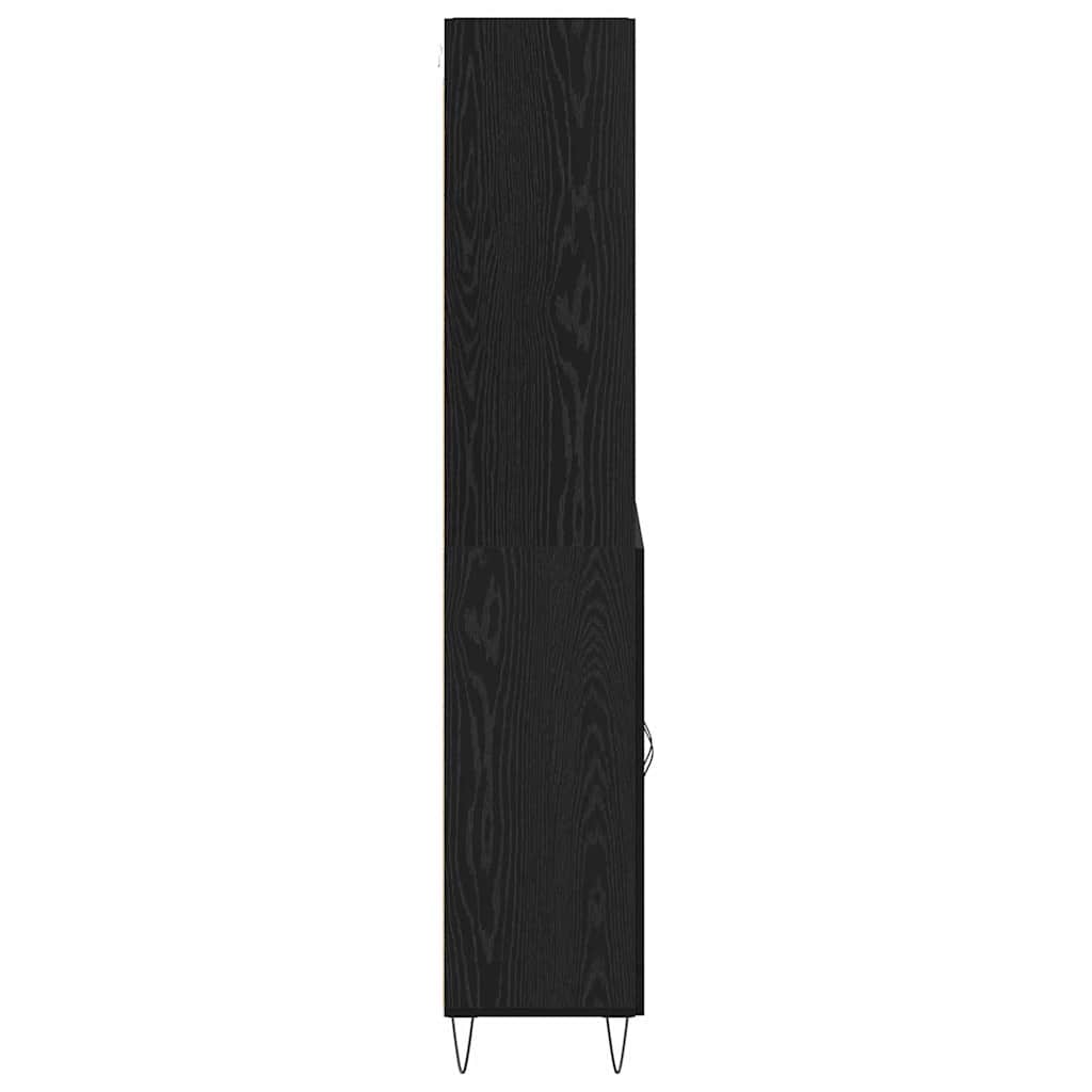Hoge kast 2 pcs Zwart Eiken Bewerkt hout is nu te koop bij PeponiXL, paradijselijk wonen!