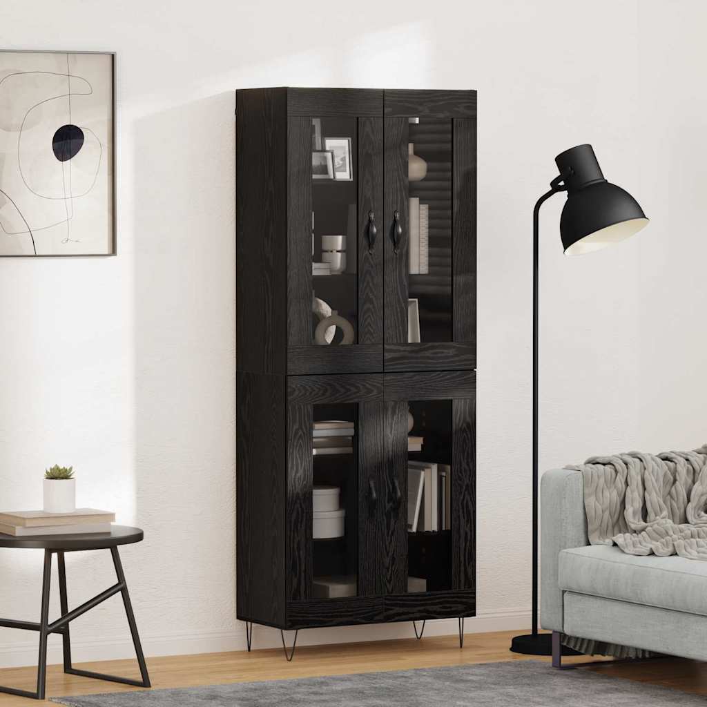 Hoge kast Zwart Eiken 69,5 x 34 x 180 cm Bewerkt hout is nu te koop bij PeponiXL, paradijselijk wonen!