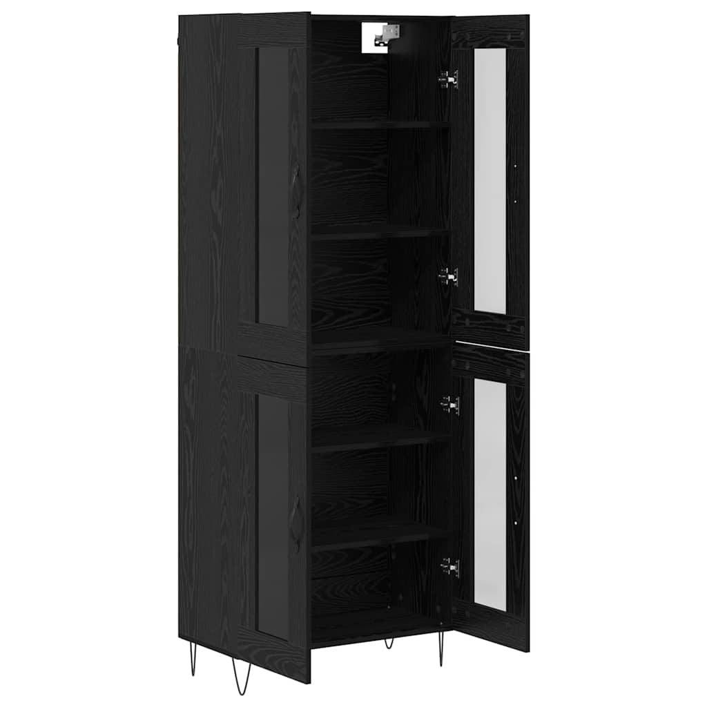 Hoge kast Zwart Eiken 69,5 x 34 x 180 cm Bewerkt hout is nu te koop bij PeponiXL, paradijselijk wonen!