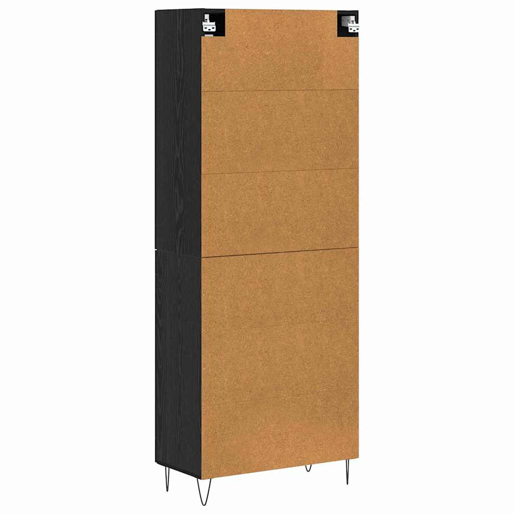 Hoge kast Zwart Eiken 69,5 x 34 x 180 cm Bewerkt hout is nu te koop bij PeponiXL, paradijselijk wonen!
