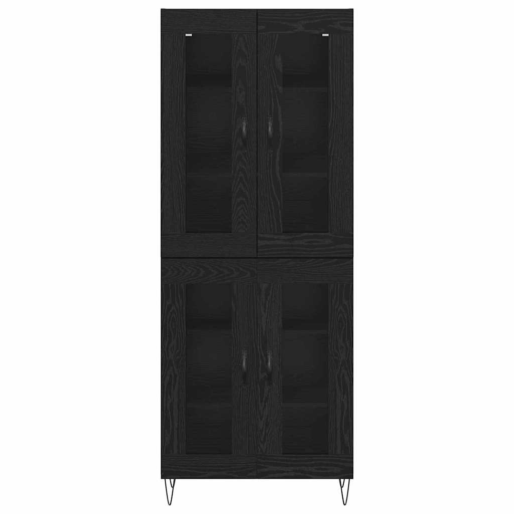 Hoge kast Zwart Eiken 69,5 x 34 x 180 cm Bewerkt hout is nu te koop bij PeponiXL, paradijselijk wonen!