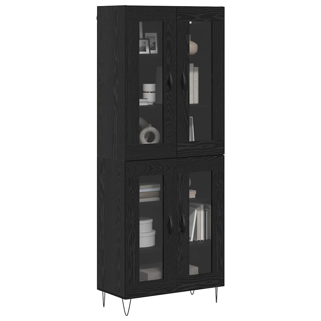 Hoge kast Zwart Eiken 69,5 x 34 x 180 cm Bewerkt hout is nu te koop bij PeponiXL, paradijselijk wonen!