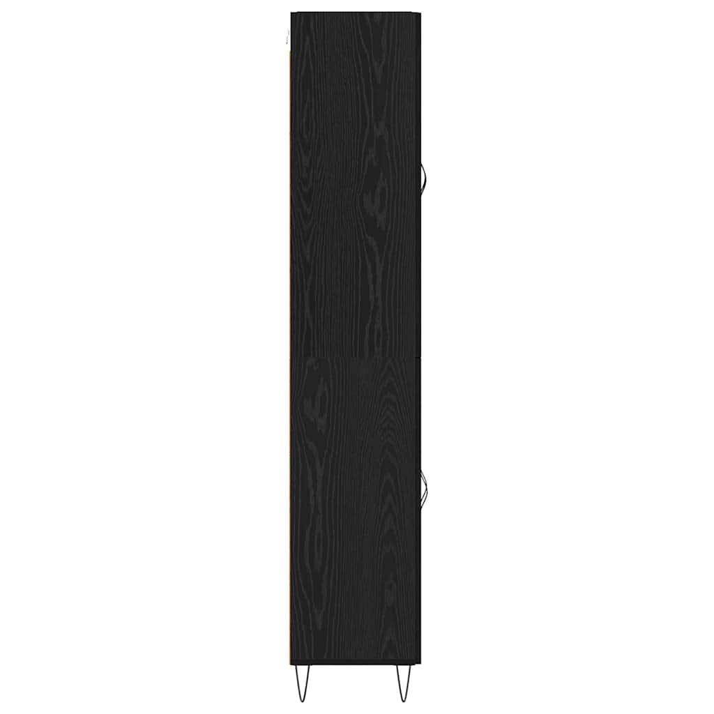 Hoge kast Zwart Eiken 69,5 x 34 x 180 cm Bewerkt hout is nu te koop bij PeponiXL, paradijselijk wonen!