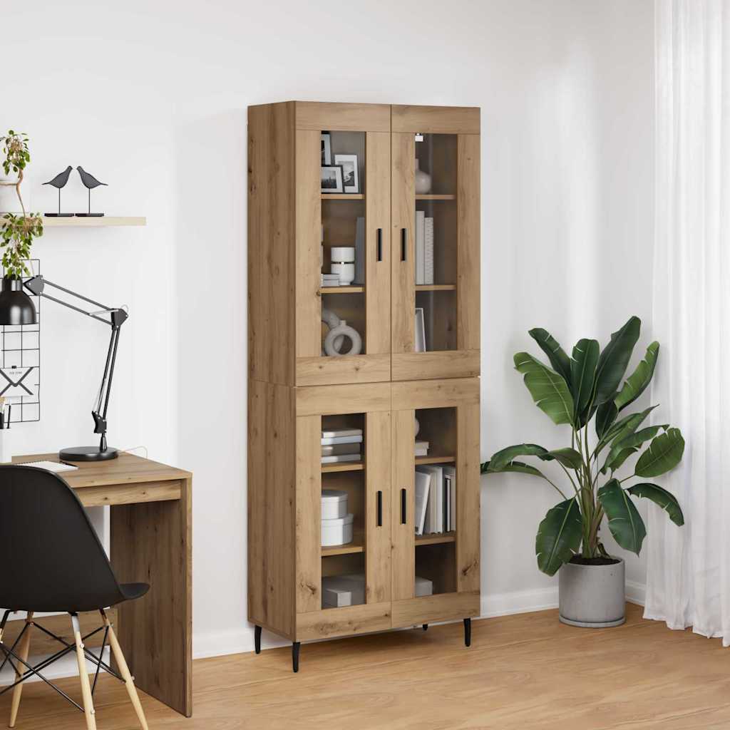 Hoge kast 2 pcs Artisan Eiken Geengineerd Hout en Glas is nu te koop bij PeponiXL, paradijselijk wonen!