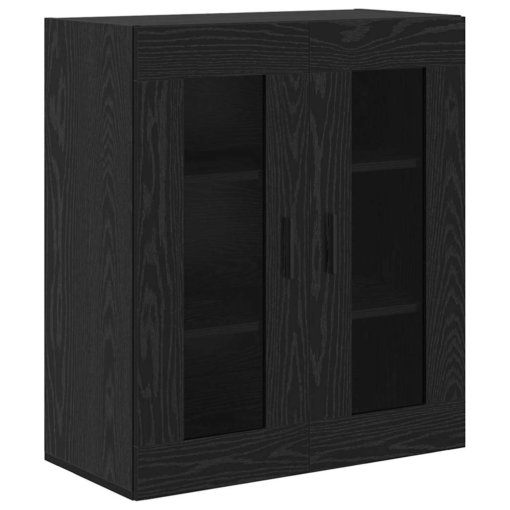 Hoge kast 2 pcs Zwart Eiken Geengineerd Hout en Glas is nu te koop bij PeponiXL, paradijselijk wonen!